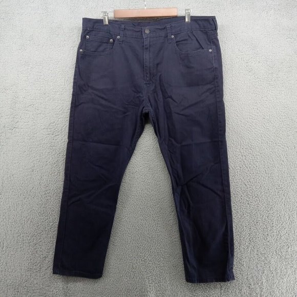 Levis Pants Mens 38x30 Navy Blue 502 Straight Leg Basic Everyday Uniform Classic - Picture 1 of 8